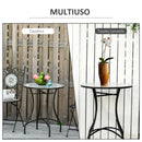 Tavolino da Giardino Ø60x71 cm in Metallo con Mosaico Nero