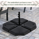 Base per Ombrellone da Giardino 96x96x9 cm in HDPE Nero