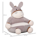 Poltroncina per Bambini 60x55x60 cm in Peluche Asino Grigio