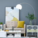 Lampada da Terra ad Arco con Paralume E27 94x30x130-180 cm in Metallo e Metallo Bianco