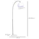 Lampada da Terra ad Arco con Paralume E27 94x30x130-180 cm in Metallo e Metallo Bianco