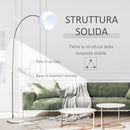 Lampada da Terra ad Arco con Paralume E27 94x30x130-180 cm in Metallo e Metallo Bianco