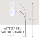 Lampada da Terra ad Arco con Paralume E27 94x30x130-180 cm in Metallo e Metallo Bianco