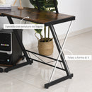 Scrivania Angolare da Ufficio 155x115x91.5 cm in Metallo e Truciolare Nero