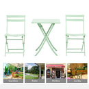 Set Tavolo e 2 Sedie Pieghevoli da Giardino in Metallo Verde