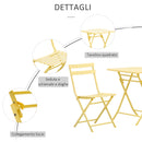 Set Tavolo e 2 Sedie Pieghevoli da Giardino in Metallo Giallo