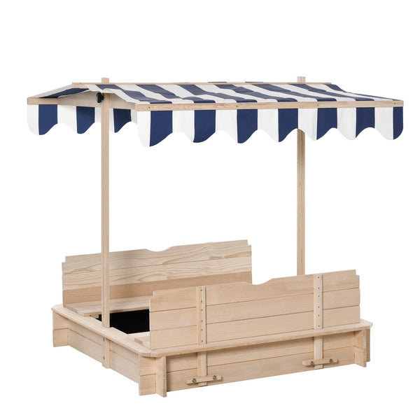 online Sabbiera da Esterno con Tettuccio Parasole 106x106x121 cm in Legno Bianco e Blu
