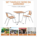 Set Tavolo e 2 Sedie da Giardino in Alluminio Effetto Legno