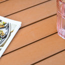 Set Tavolo e 2 Sedie da Giardino in Alluminio Effetto Legno