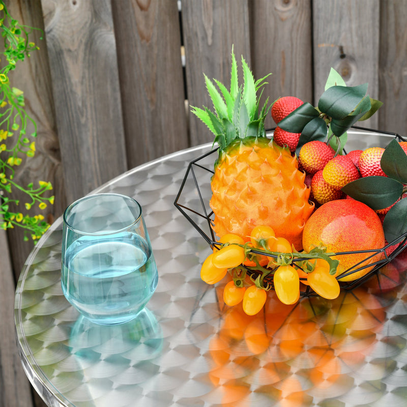 Set Tavolino Alto e 2 Sgabelli da Giardino in Alluminio e Acciaio