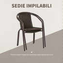 Set Tavolo e 2 Sedie da Giardino in Acciaio e Rattan Marrone