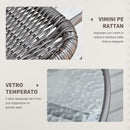 Set Tavolo e 2 Sedie da Giardino in Acciaio e Rattan Marrone