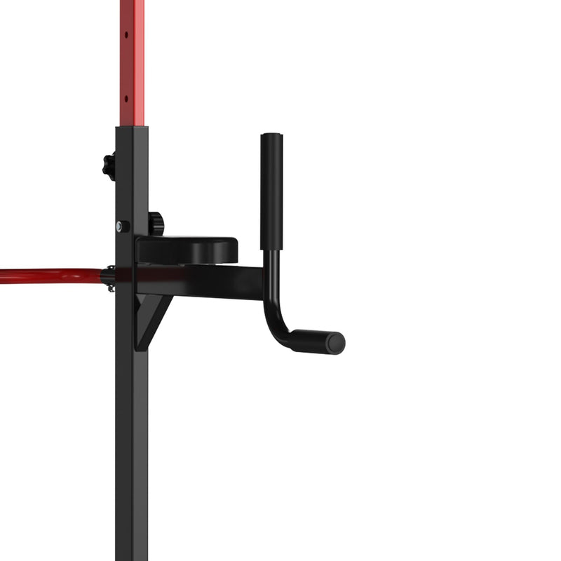 Stazione Multifunzione per Sollevamenti Trazione Addominali Flessioni in Acciaio Power Tower Nero e Rosso