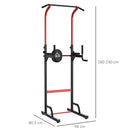 Stazione Multifunzione per Sollevamenti Trazione Addominali Flessioni in Acciaio Power Tower Nero e Rosso