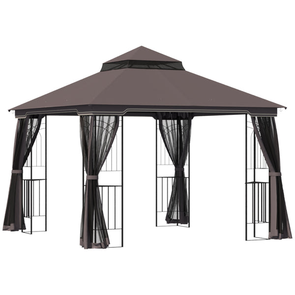 Gazebo da Giardino 3x3m con Zanzariera in Metallo Caffè acquista