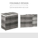 Cesto Portabiancheria Pieghevole 57x34x60 cm in Rattan con Sacco Grigio