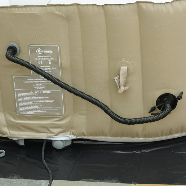 acquista Piscina Idromassaggio Riscaldante da Esterno 4 Posti 100 Getti 150x150x65 cm Bianco e Marrone