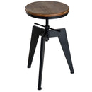 Sgabello da Bar Alto Regolabile in Altezza in Metallo e Legno Nero