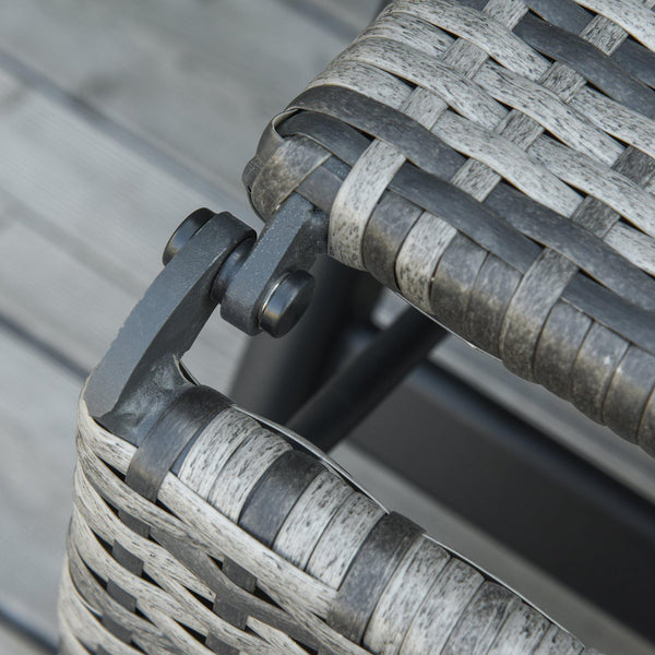 Sedia Sdraio Pieghevole da Giardino con Braccioli e Poggiapiedi in Rattan Grigia sconto