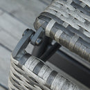 Sedia Sdraio Pieghevole da Giardino con Braccioli e Poggiapiedi in Rattan Grigia