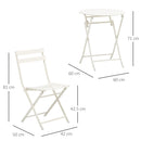 Set Tavolino e 2 Sedie Pieghevoli da Giardino in Acciaio Bianco