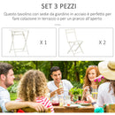 Set Tavolino e 2 Sedie Pieghevoli da Giardino in Acciaio Bianco