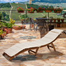 Lettino Prendisole Pieghevole da Giardino 191x54x60,5 cm in Legno con Materassino Bianco Crema