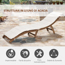 Lettino Prendisole Pieghevole da Giardino 191x54x60,5 cm in Legno con Materassino Bianco Crema