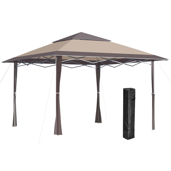 online Gazebo da Giardino 3,96x3,96m in Metallo Cachi e Caffè