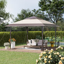 Gazebo da Giardino 3,96x3,96m in Metallo Cachi e Caffè