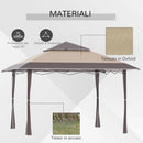 Gazebo da Giardino 3,96x3,96m in Metallo Cachi e Caffè