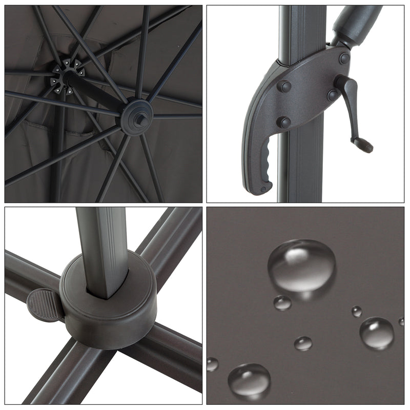 Ombrellone da Giardino Decentrato 2,5x2,5m in Alluminio Grigio