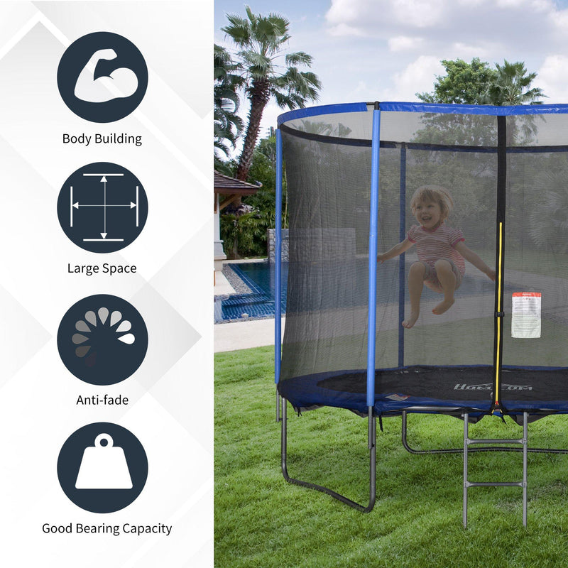 Trampolino Tappeto Elastico Ø305x248 cm con Rete e Bordo Imbottito Blu e Nero