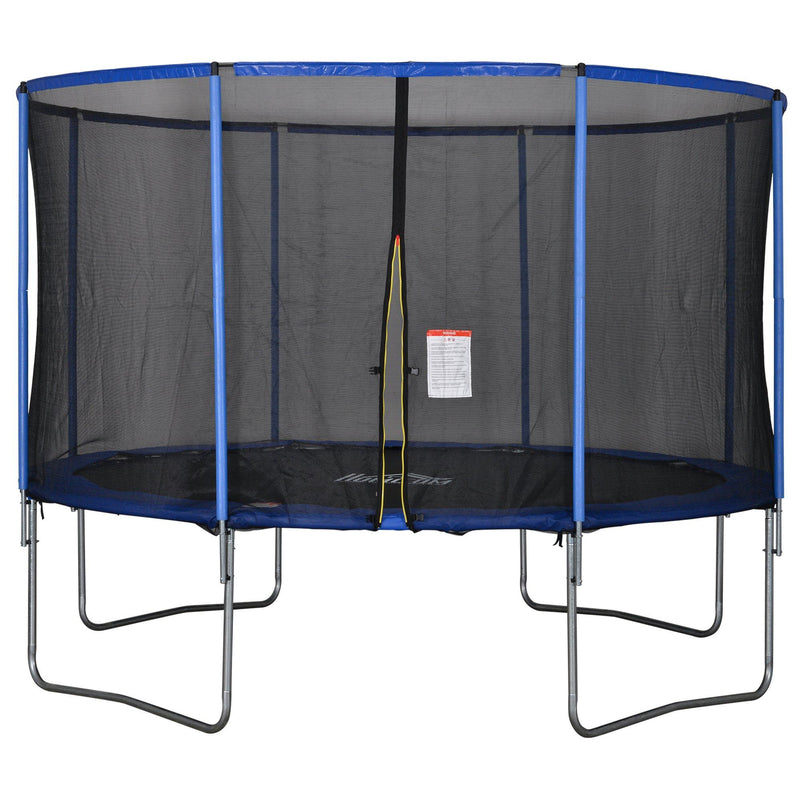 Trampolino Tappeto Elastico Ø366x269 cm con Rete e Bordo Imbottito Blu e Nero