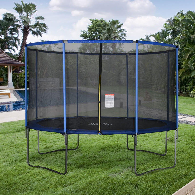Trampolino Tappeto Elastico Ø366x269 cm con Rete e Bordo Imbottito Blu e Nero