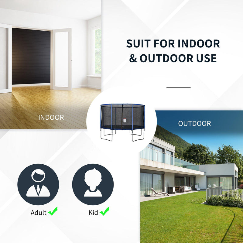Trampolino Tappeto Elastico Ø366x269 cm con Rete e Bordo Imbottito Blu e Nero