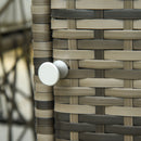 Set 2 Poltrone da Giardino con Tavolino Contenitore in Acciaio e Rattan Grigio