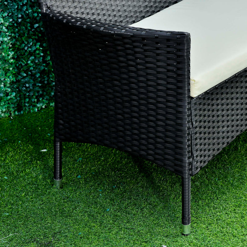 Set da Giardino Divano 2 Poltrone e Tavolo in Rattan Nero