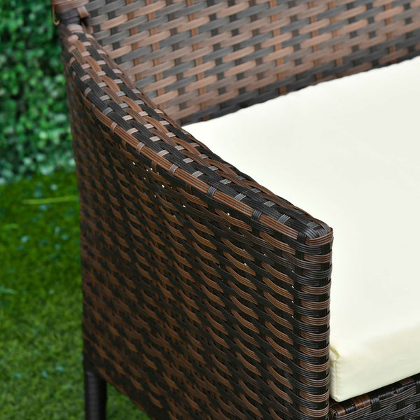 online Set da Giardino Divano 2 Poltrone e Tavolo in Rattan Marrone