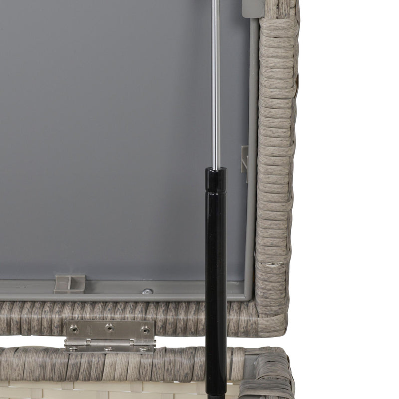 Set da Giardino 2 Divani Angolari Contenitore e Tavolino in Rattan Grigio