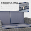 Set da Giardino Divano 2 Poltrone 2 Sgabelli e Tavolo in Rattan Grigio