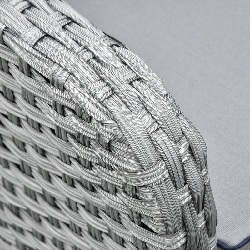 Set da Giardino Divano 2 Poltrone 2 Sgabelli e Tavolo in Rattan Grigio