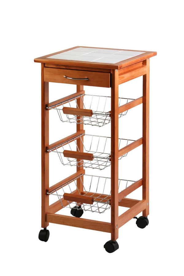 sconto Carrello da Cucina in Legno Faggio 3 Cestelli Tosini A308-28B
