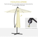 Ombrellone da Giardino 300x250 cm a Braccio Inclinabile con Manovella in Metallo e Poliestere Beige      