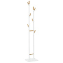 Appendiabiti da Terra 34x30x183 cm in Metallo Bianco e Bambù