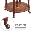 Portabottiglie Bar a Forma di Mappamondo Ø61x93 cm in Legno con Ruote