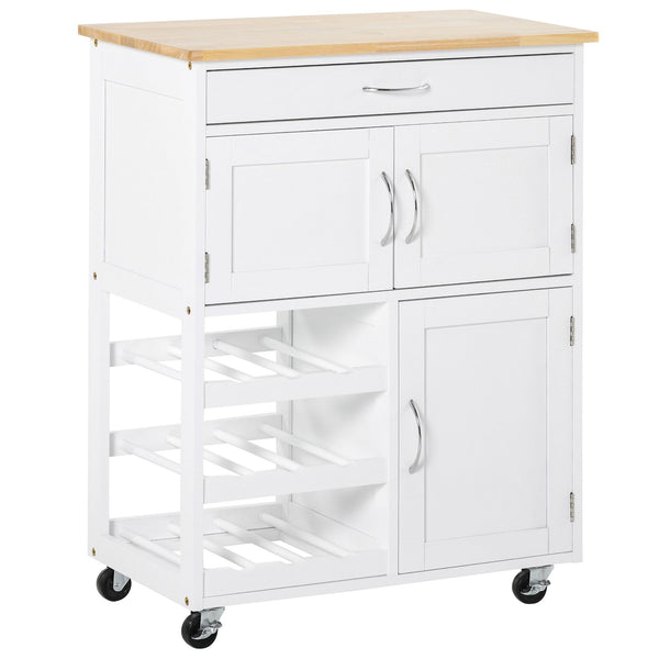 Carrello da Cucina 1 Cassetto 3 Ante 67x37x87 cm in Legno Bianco acquista