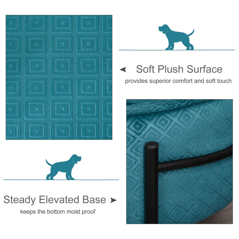 Divano per Cani e Gatti Imbottito 70x50,5x25,5 cm in Velluto Verde Petrolio