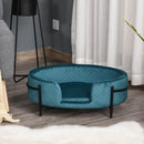 Divano per Cani e Gatti Imbottito 70x50,5x25,5 cm in Velluto Verde Petrolio