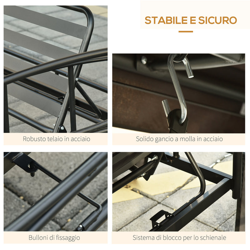 Dondolo Letto 3 Posti con Gazebo da Giardino 256x172x248 cm con Zanzariera e Cuscini Grigio